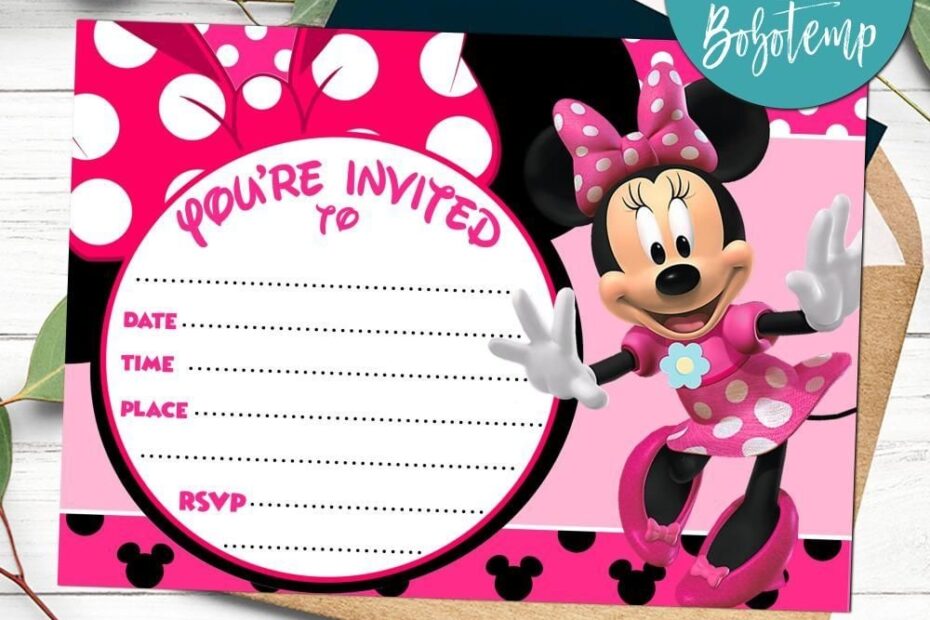 Minnie Mouse Fill In Blank Invitation Customizable Template
