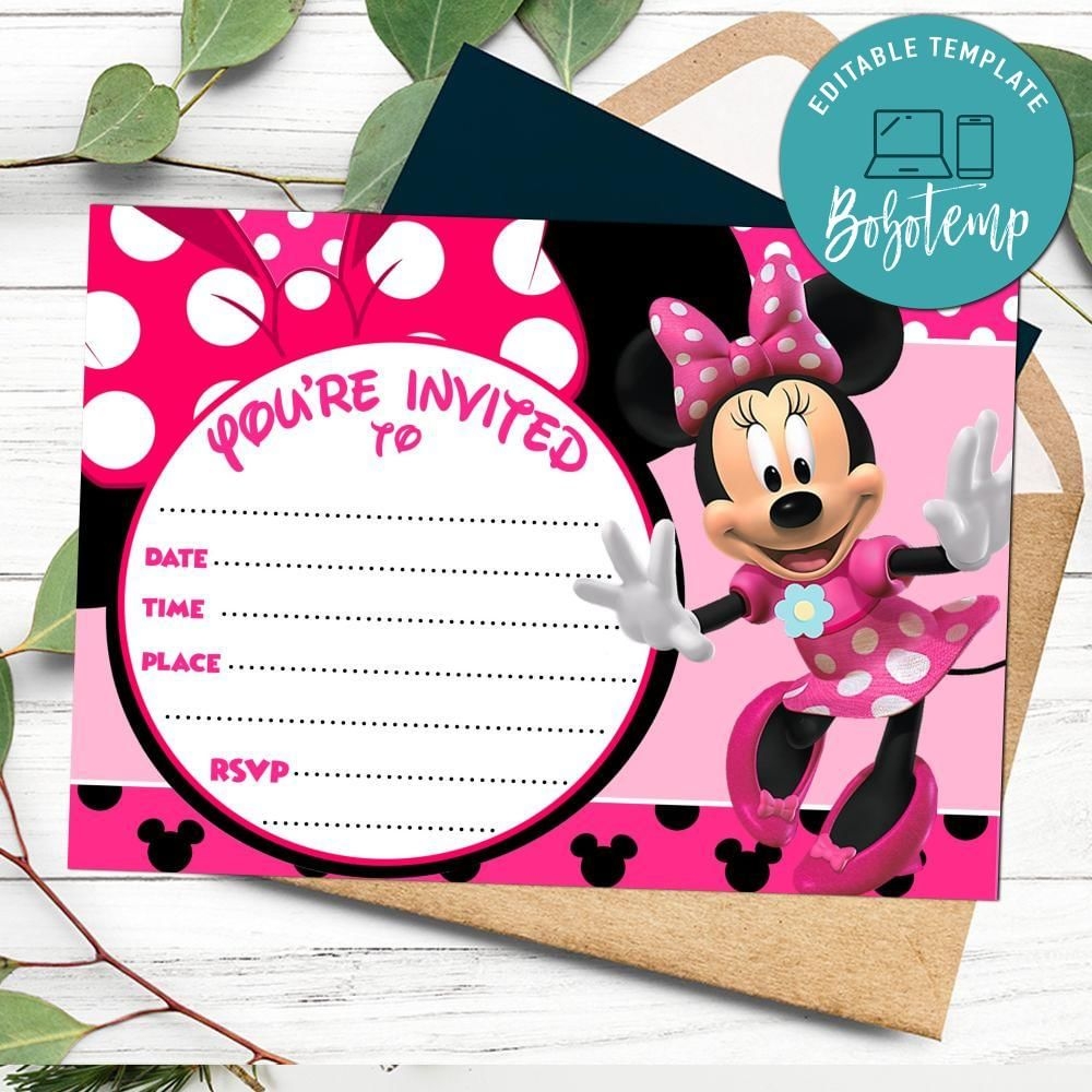 Minnie Mouse Fill In Blank Invitation Customizable Template Bobotemp