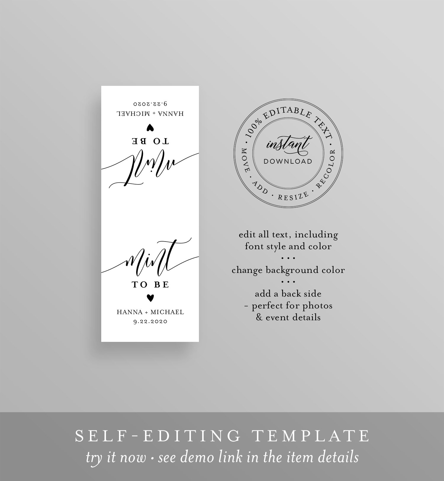Mint To Be Label Template Tic Tac Wraparound Printable Wedding 