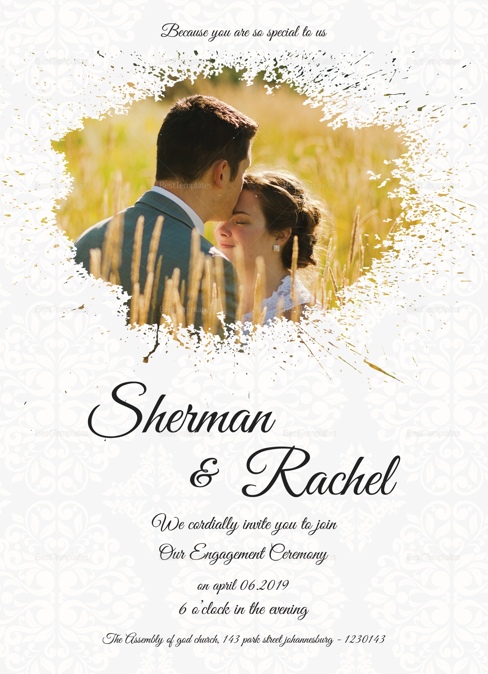 Modern Engagement Invitation Design Template In Word PSD Publisher