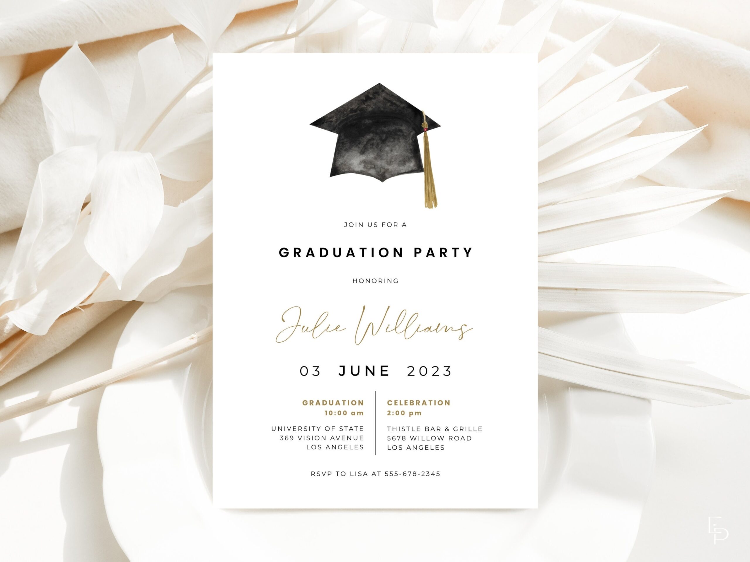 Modern Graduation Party Invitation Template VEDA Collection Etsy New Zealand