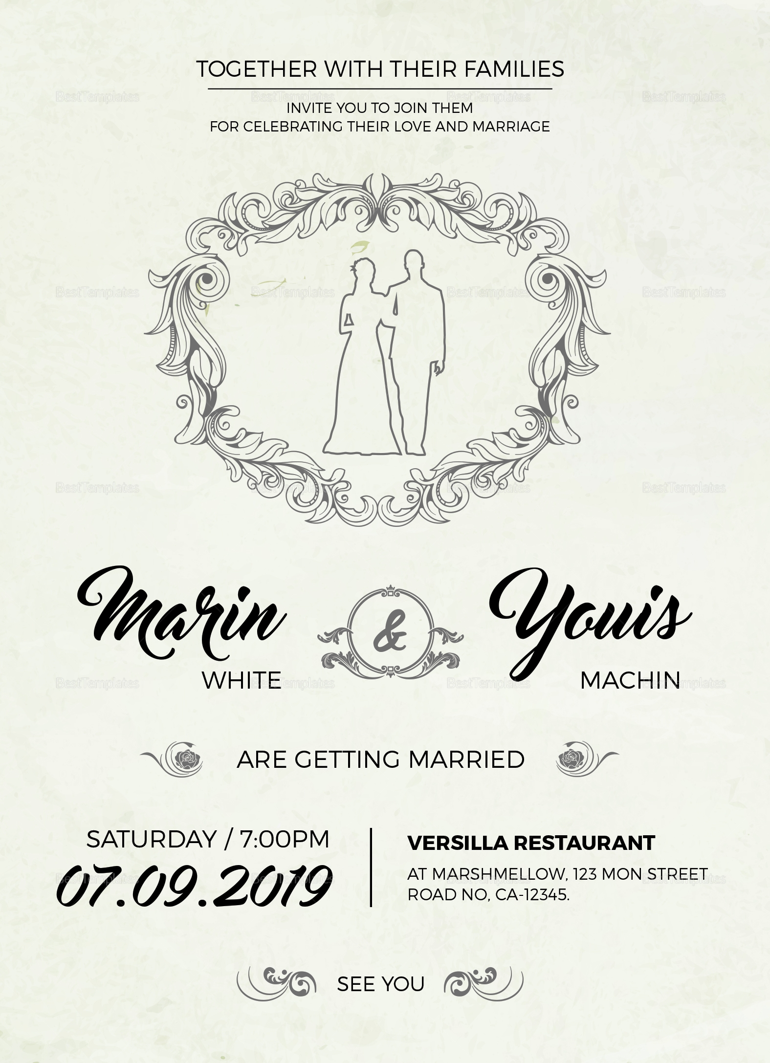 Modern Wedding Invitation Design Template In Word PSD Publisher