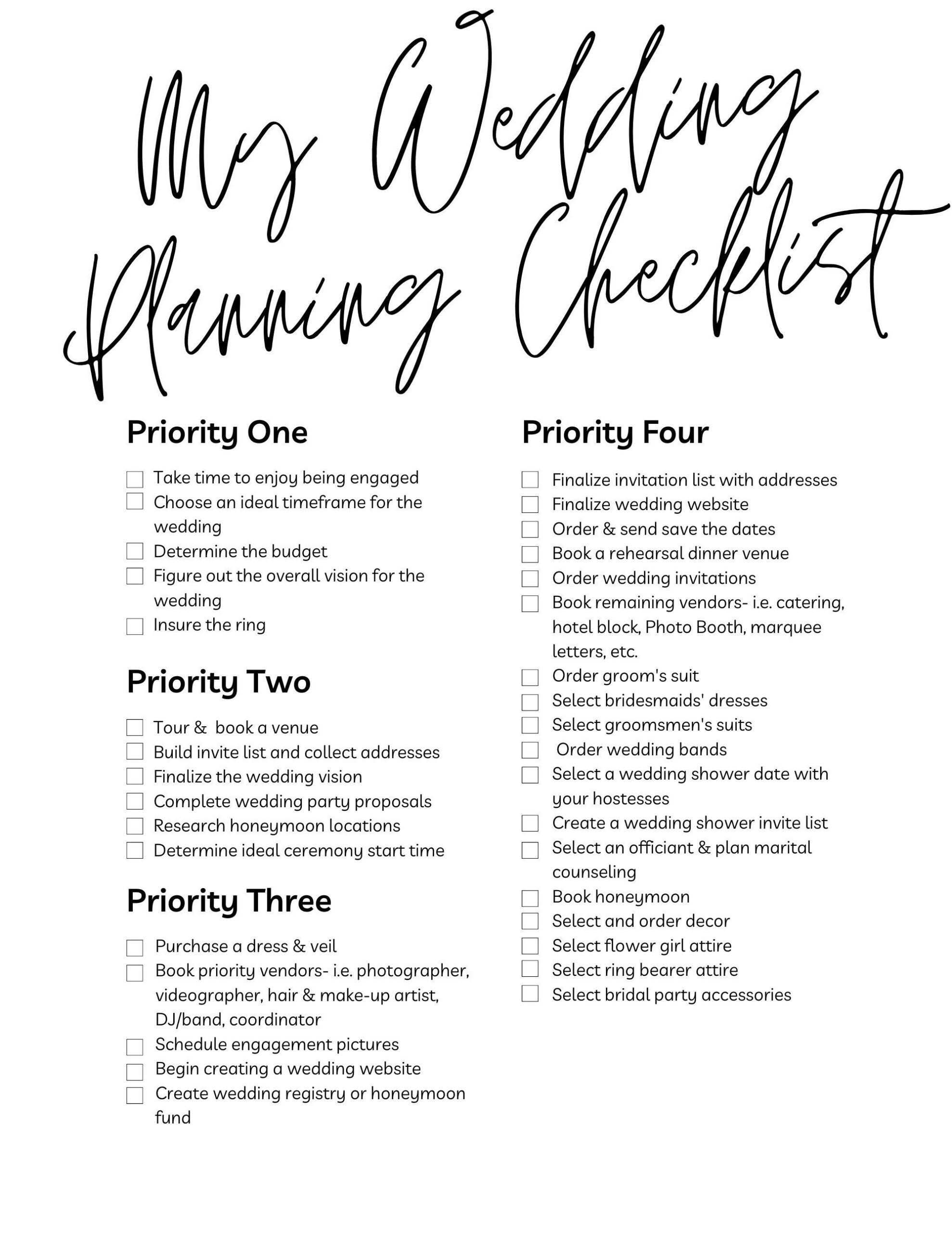 My Minimalistic And Simple Wedding Planning Checklist my Wedding 