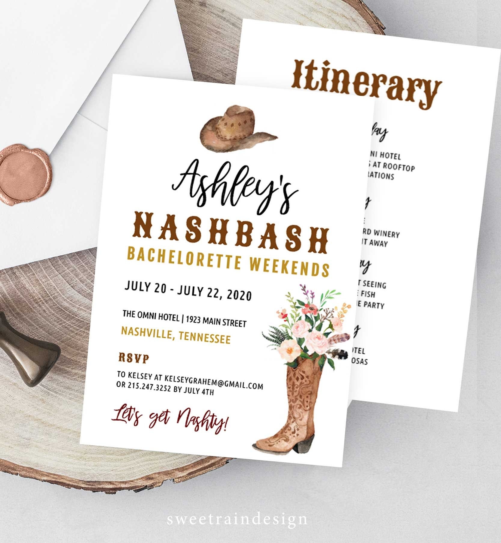 Nashville Bachelorette Party Itinerary Bachelorette Itinerary Template Nashville Nash Bash Invitation Nashville Bachelorette Invitations Etsy