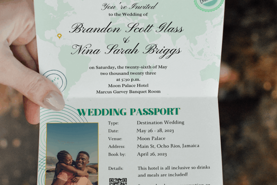 New Adventurous DIY Wedding Passport Invitation 3 Sizes