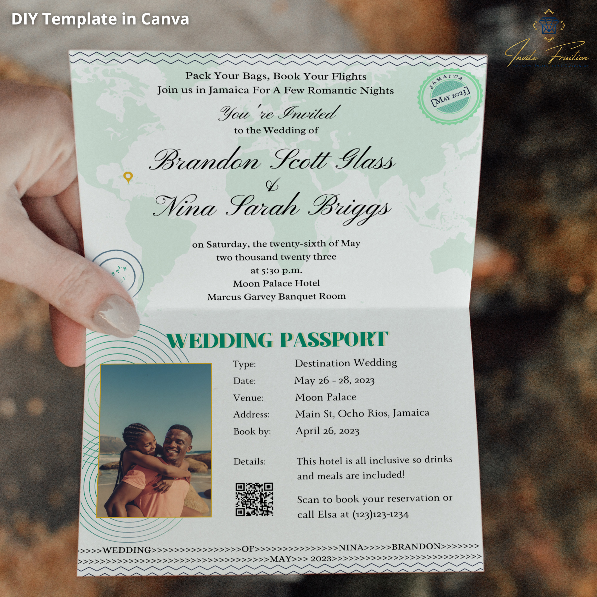 New Adventurous DIY Wedding Passport Invitation 3 Sizes
