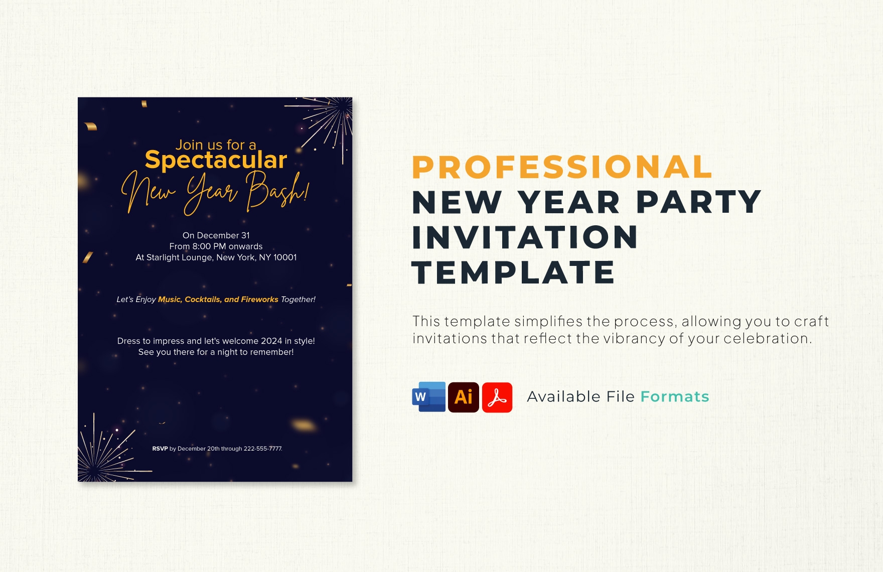 New Year Party Invitation Template In PDF Illustrator Word Download Template