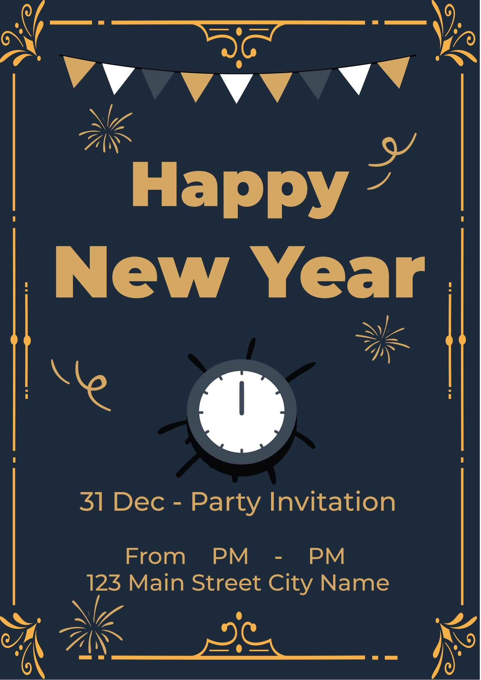 New Year Party Invitation Template PDF Agile