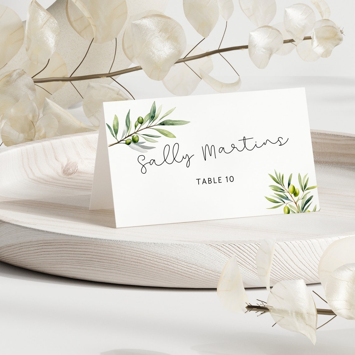 Olive Wedding Place Cards Printable Place Cards Place Card Template 