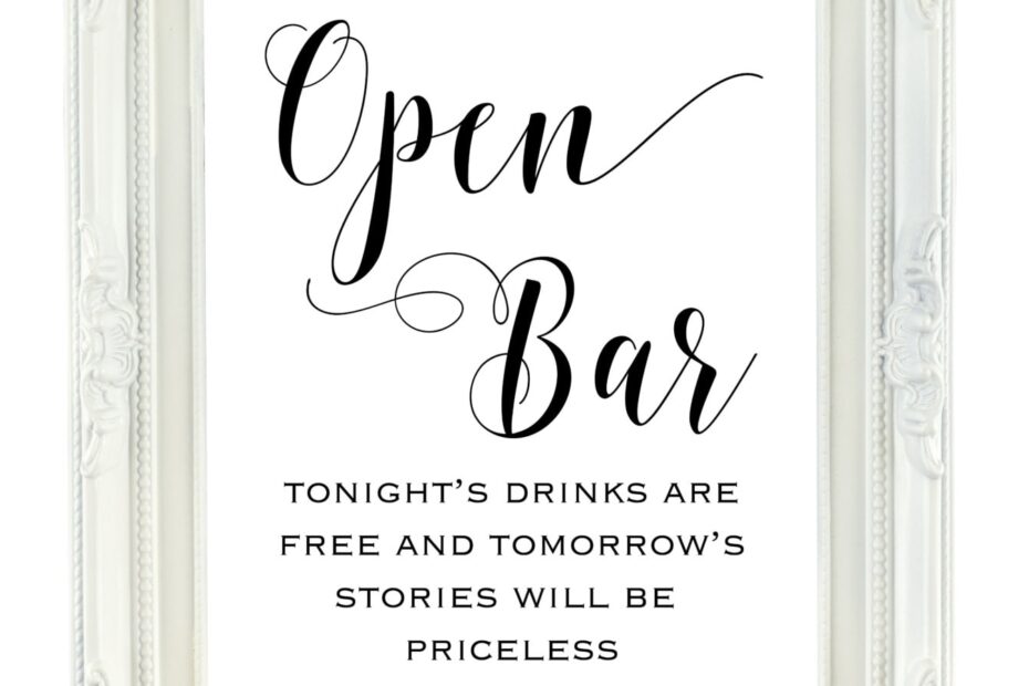 Open Bar Sign Printable Wedding Sign Tomorrow 39 s Stories