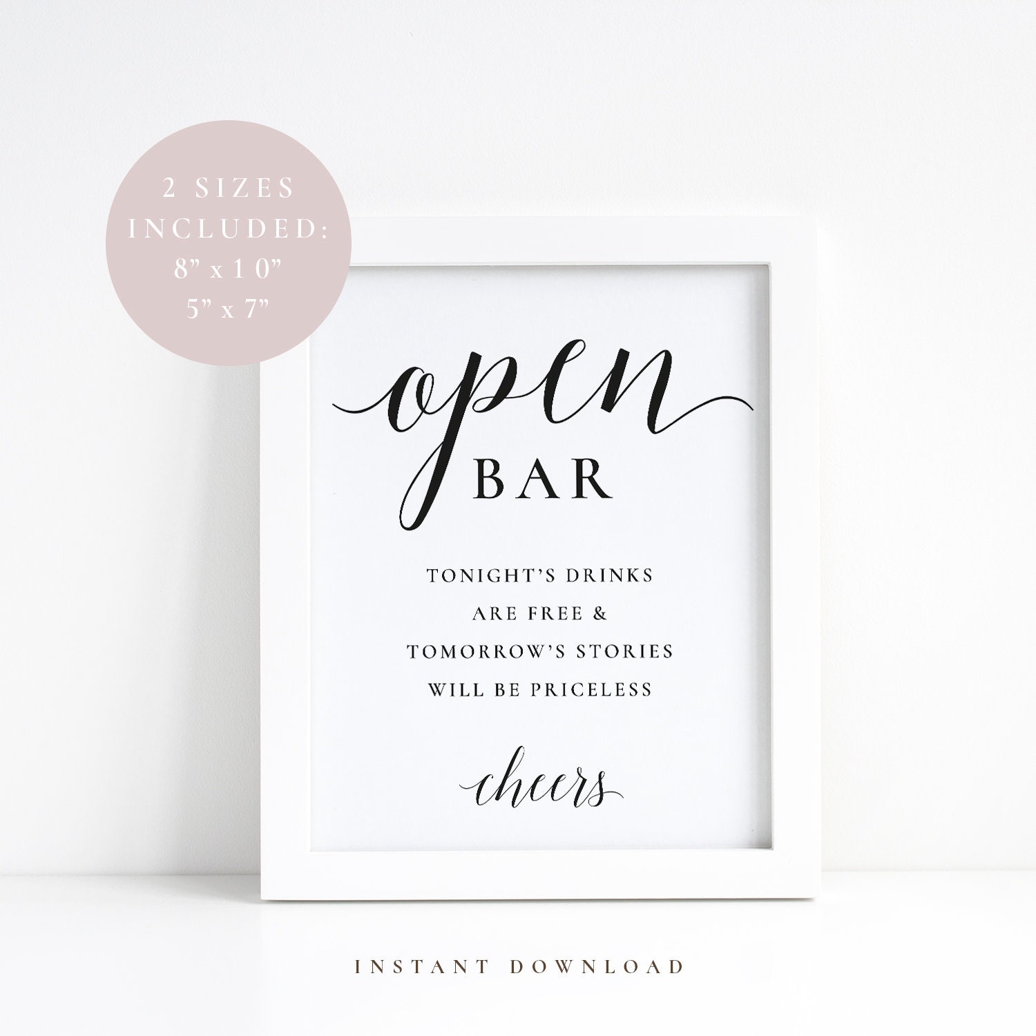 Open Bar Sign Wedding Bar Signs Printable Wedding Signs Etsy
