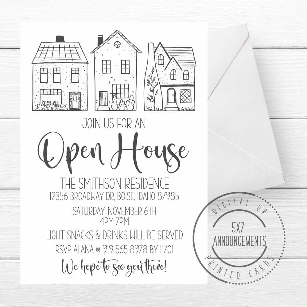 Open House Invitation Simple Personalized Home Announcement Card 