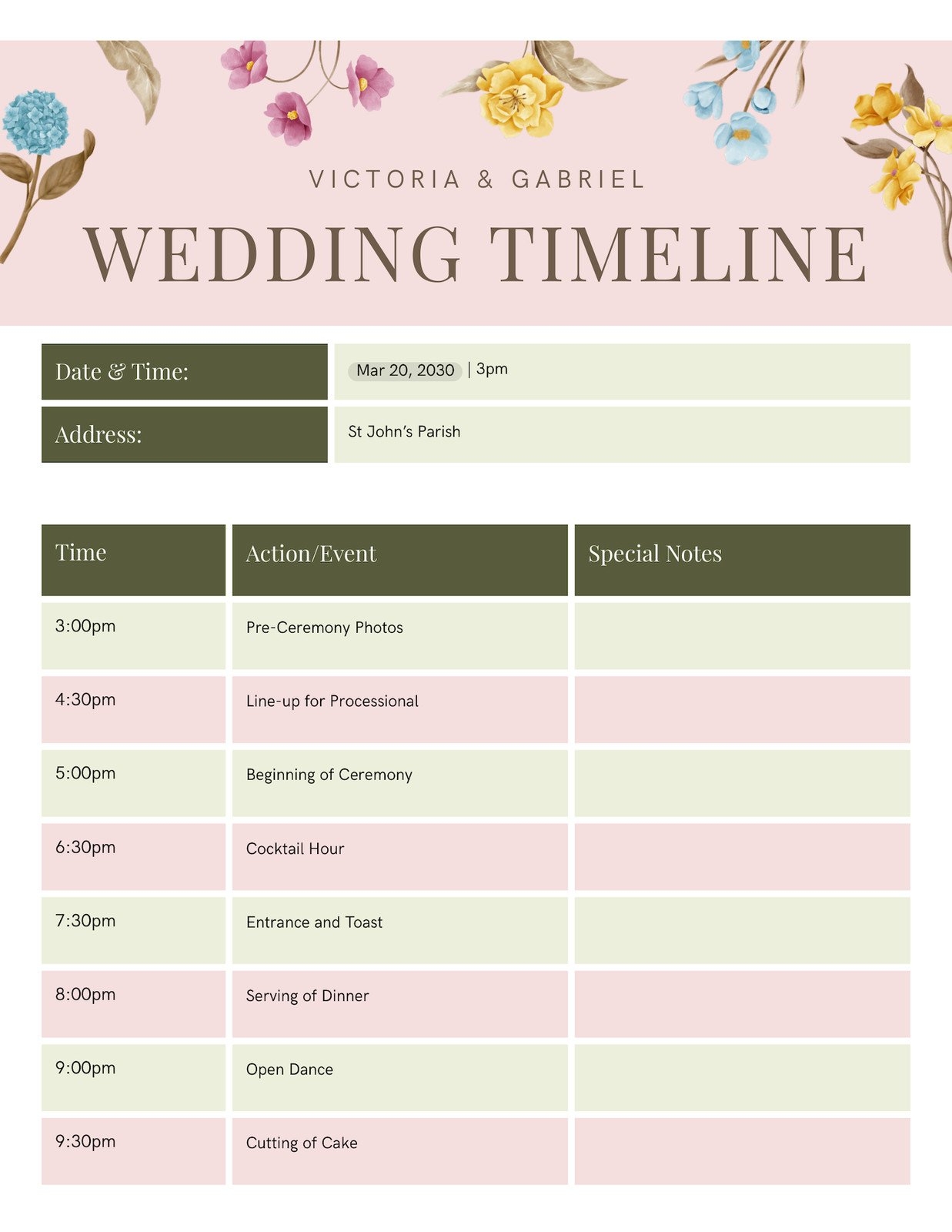 Page 2 Free Custom Printable Wedding Timeline Planner Templates 