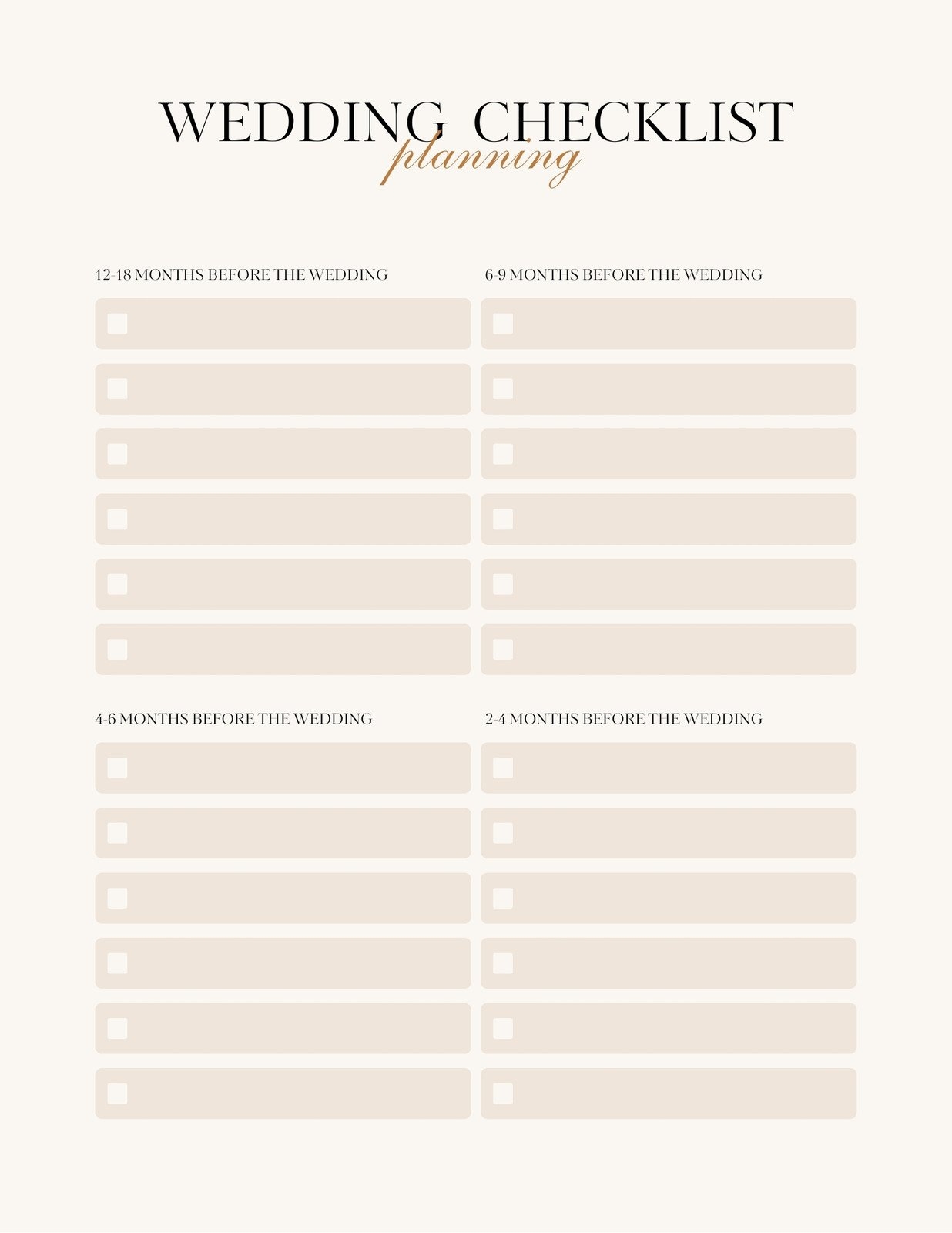 Page 2 Free Custom Printable Wedding Timeline Planner Templates 