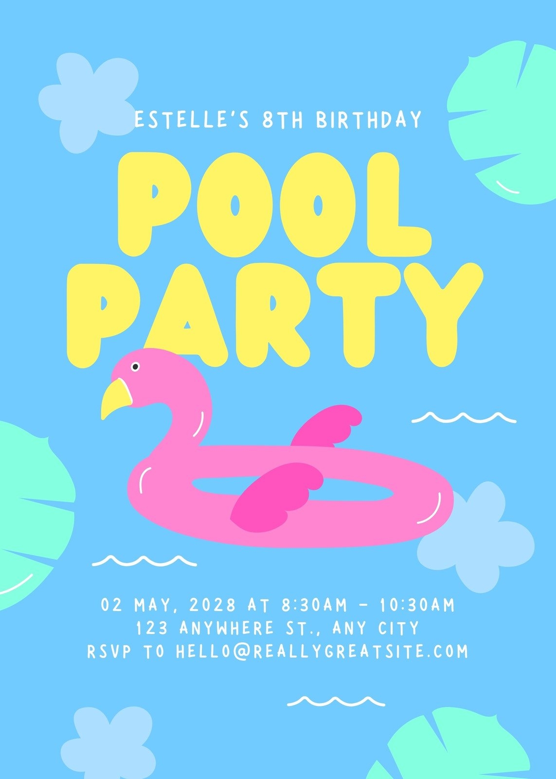Page 2 Free Printable Customizable Pool Party Invitation Templates Canva
