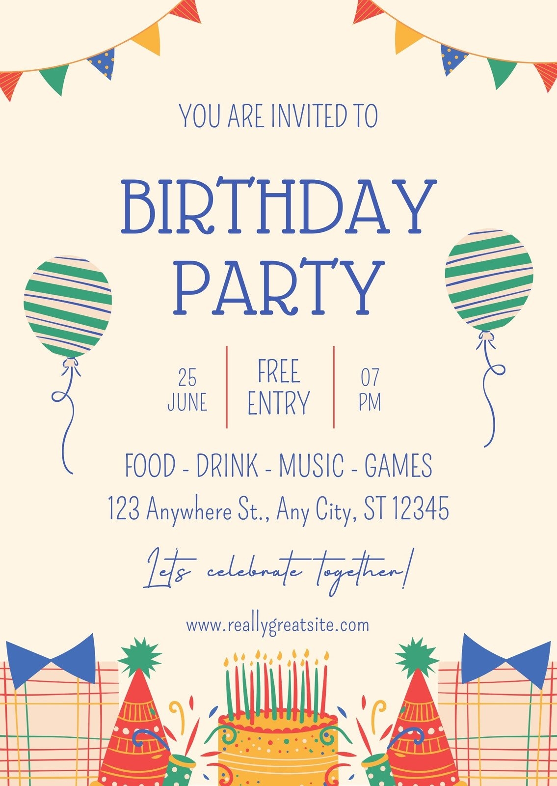 Page 3 Free And Printable Birthday Invitation Templates Canva