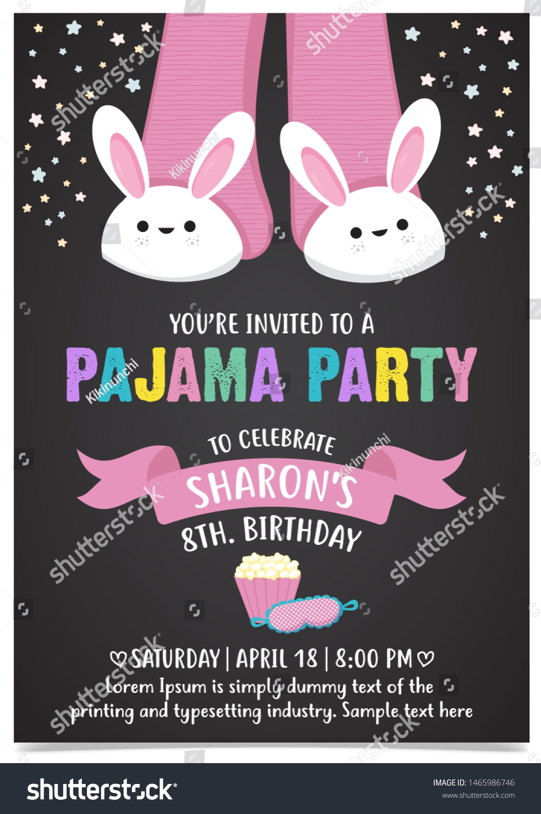 Pajama Party Invitation Card Template Stock Vector Royalty Free 1465986746 Shutterstock