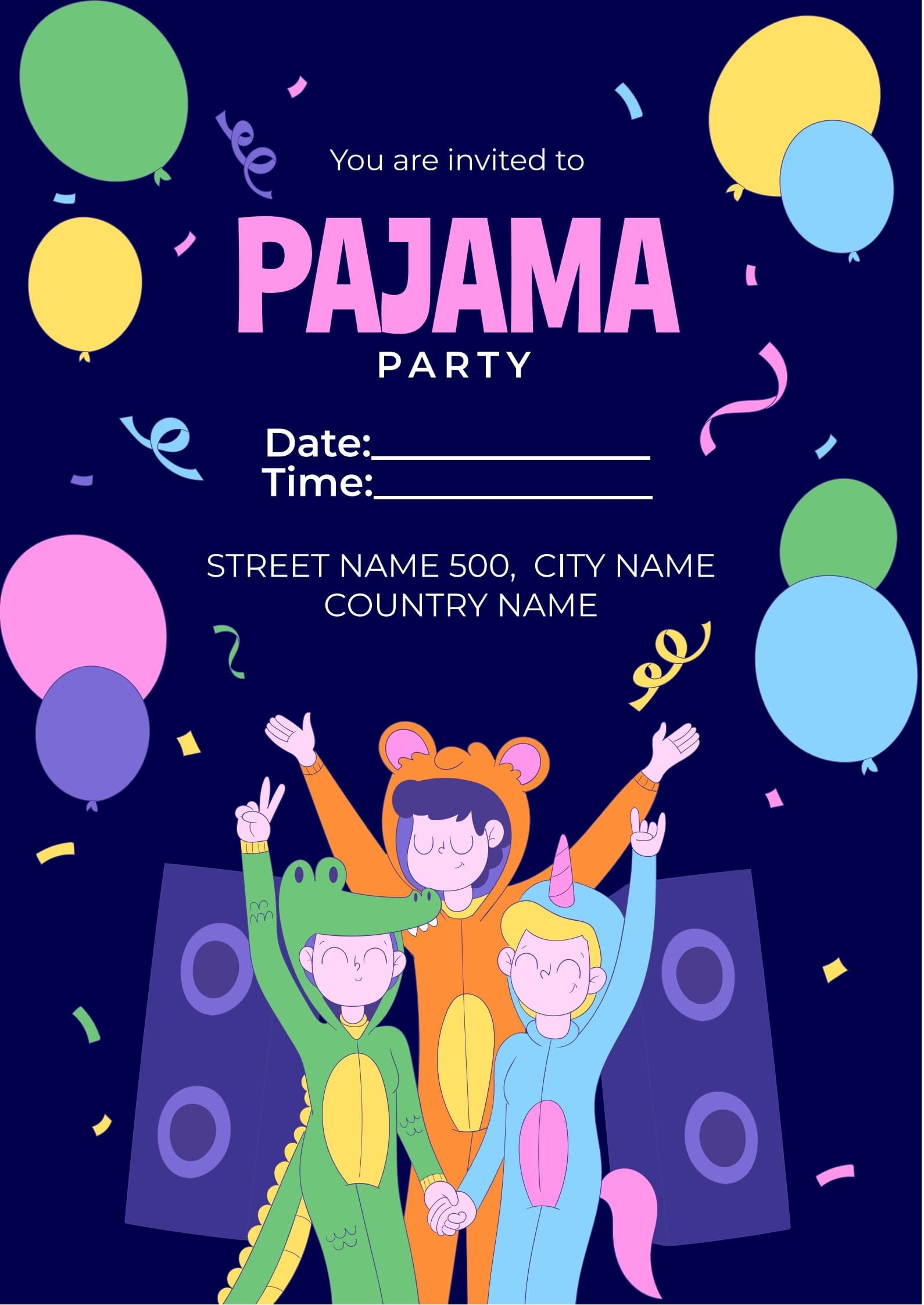 Pajama Party Invitation Template PDF Agile