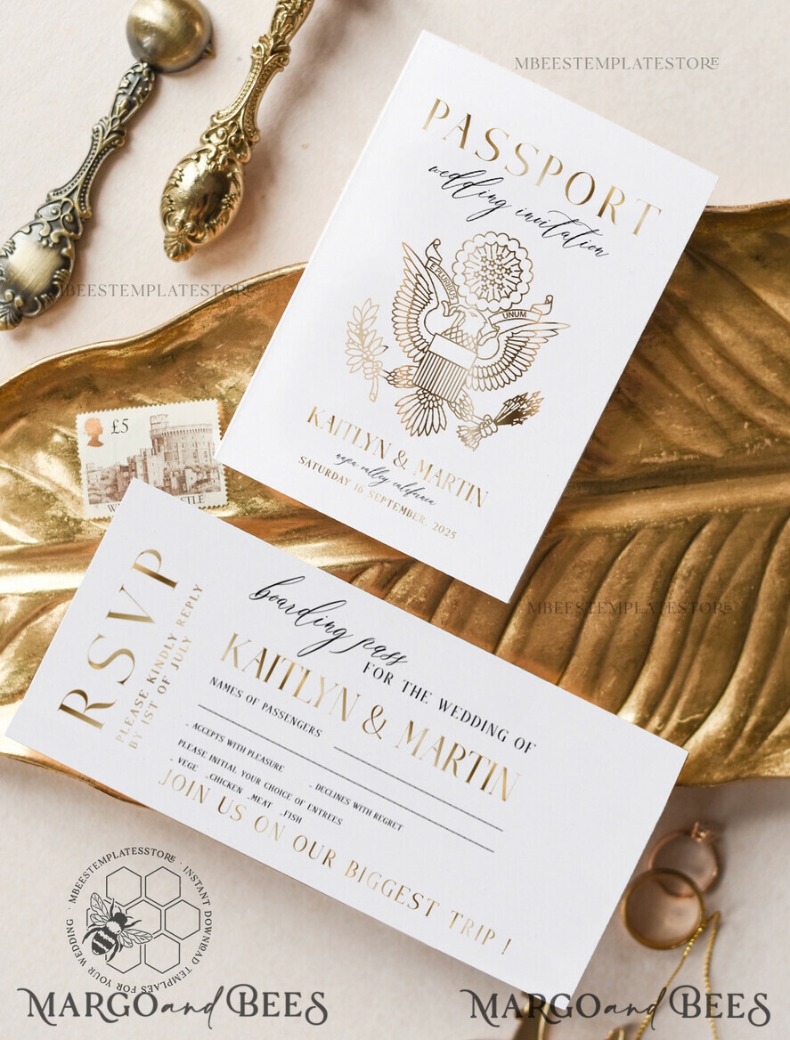Passport Wedding Invitation Template Instant Download Destination Wedding Invites Travel Printable