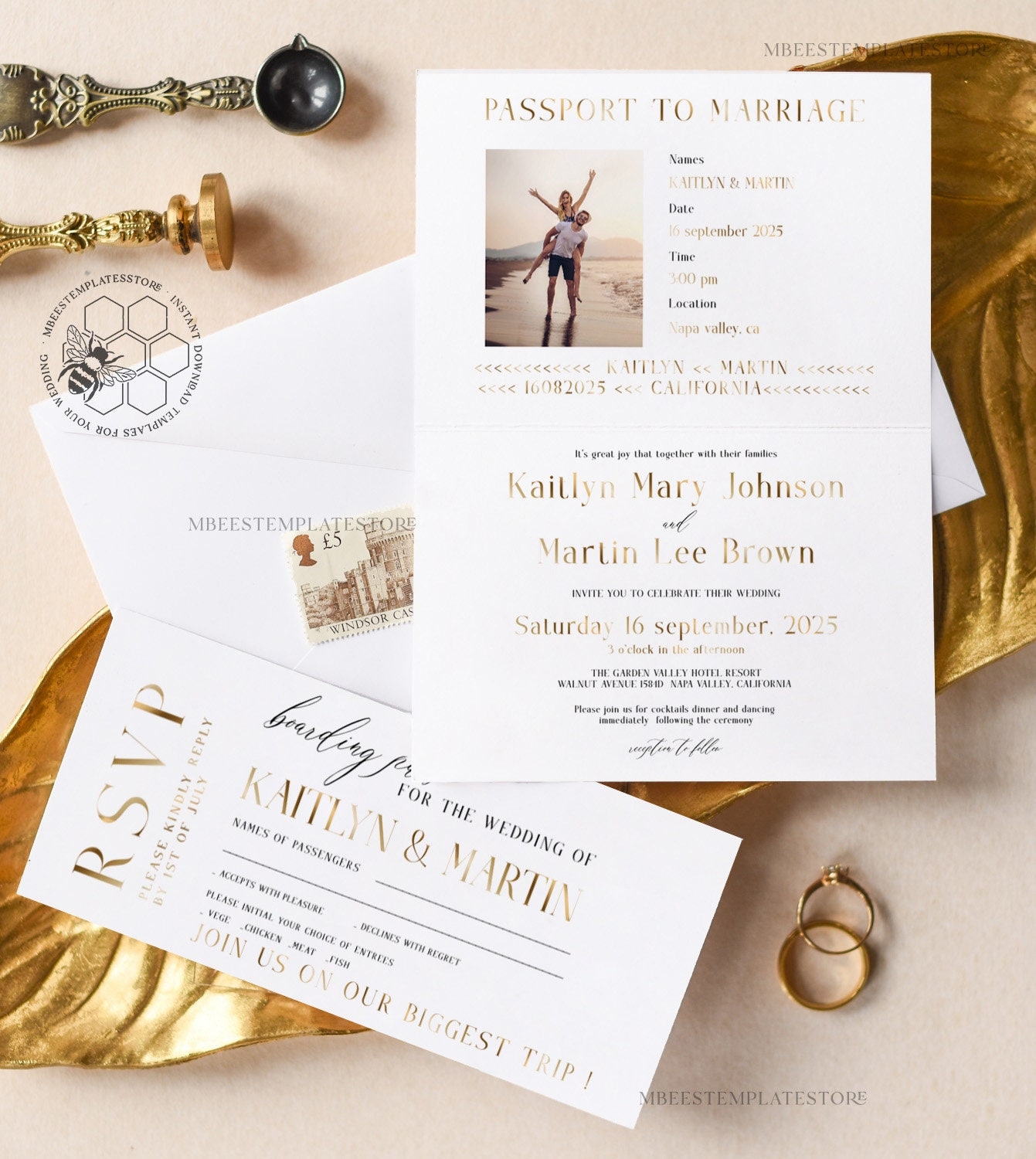 Passport Wedding Invitation Template Instant Download Destination 