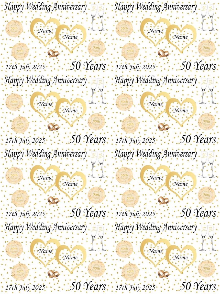 Personalised 50th Golden Wedding Anniversary Wrapping Paper ADD NAMES U0026 DATE