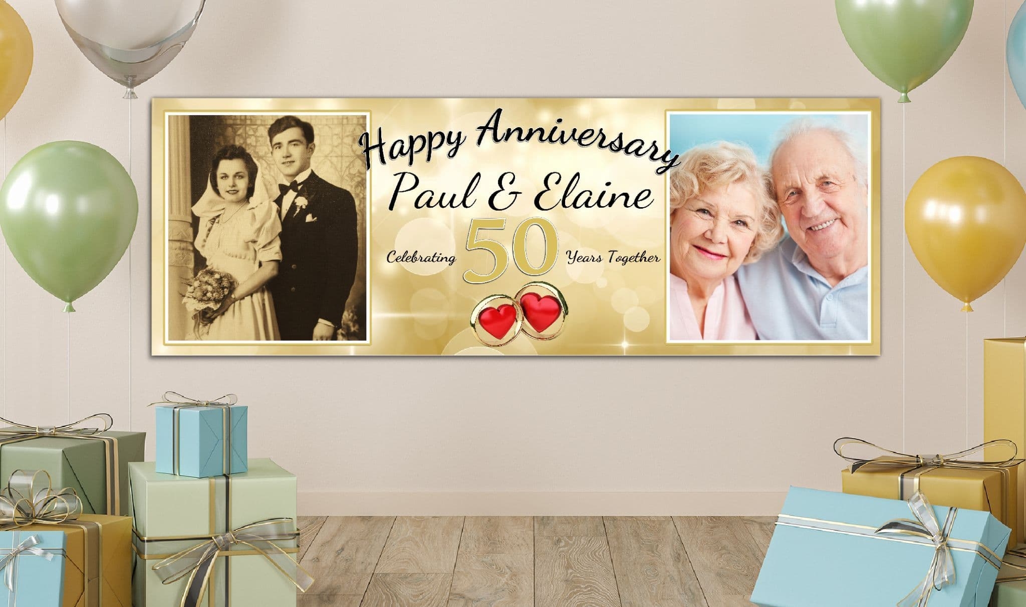 Personalised GIANT Large 50th Golden Wedding Anniversary PHOTO Poster Banner N29