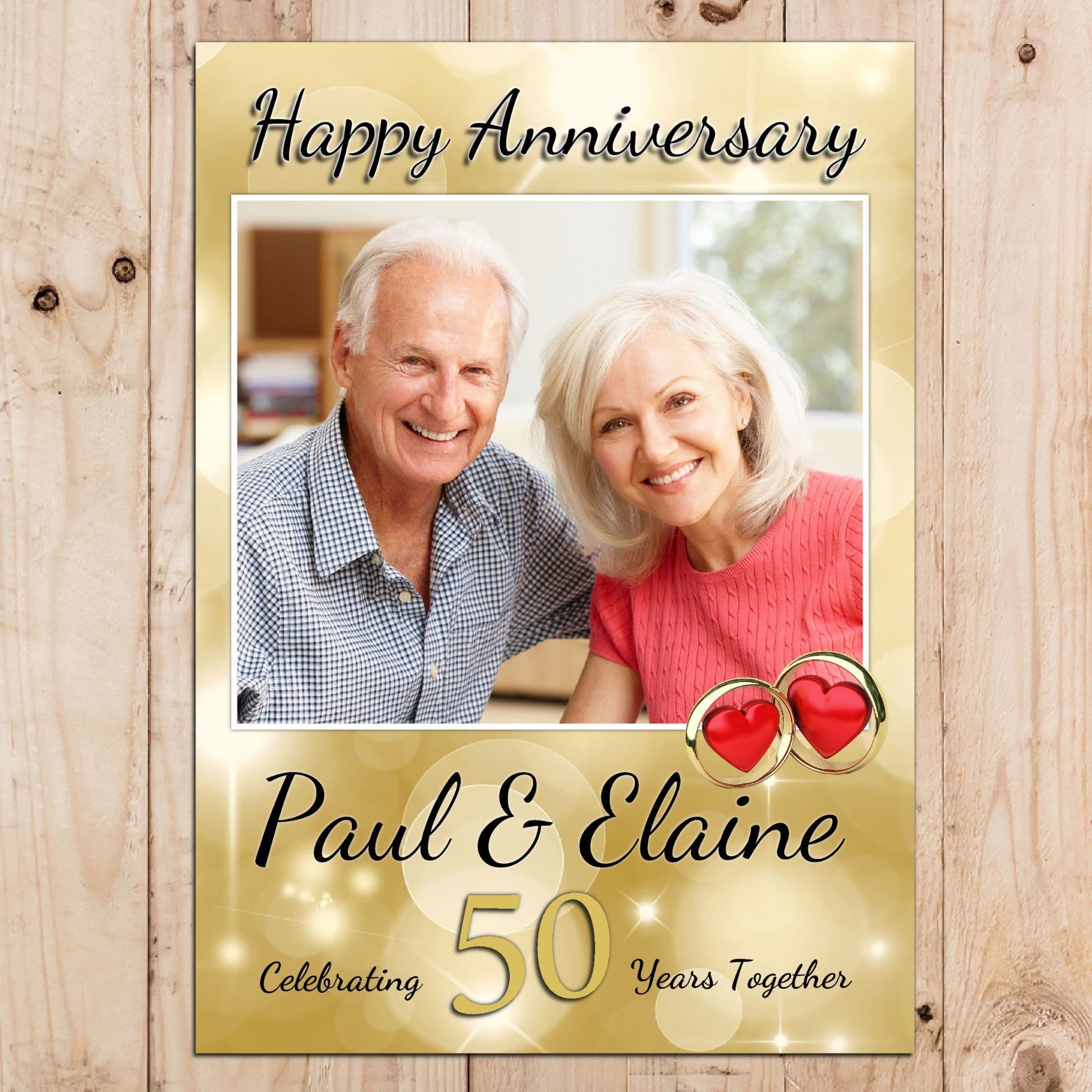 Personalised Golden 50th Wedding Anniversary Party PHOTO Banner Poster N70