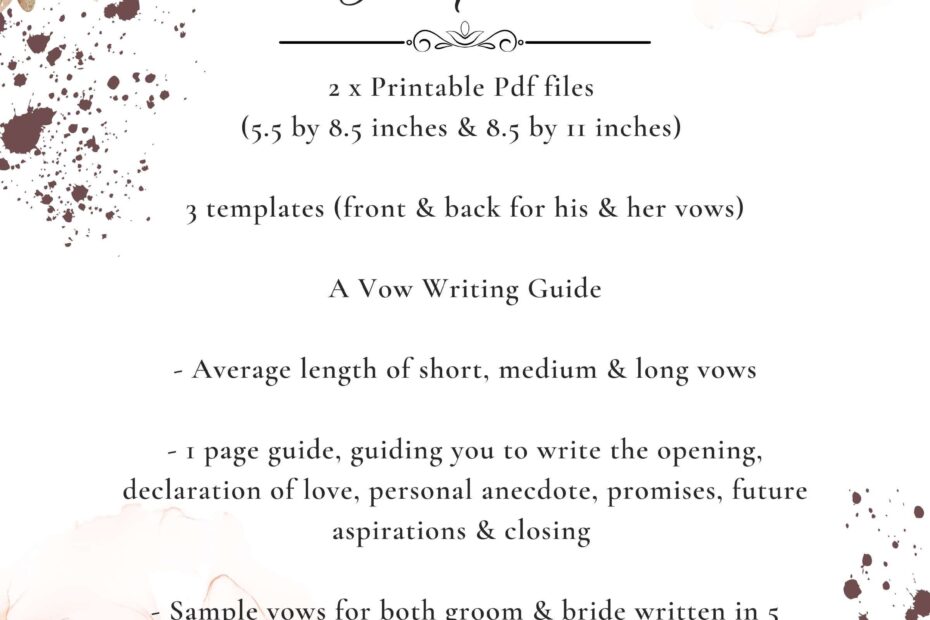 Personalized Wedding Day Vows Template Printable PDF Vow Writing Guide