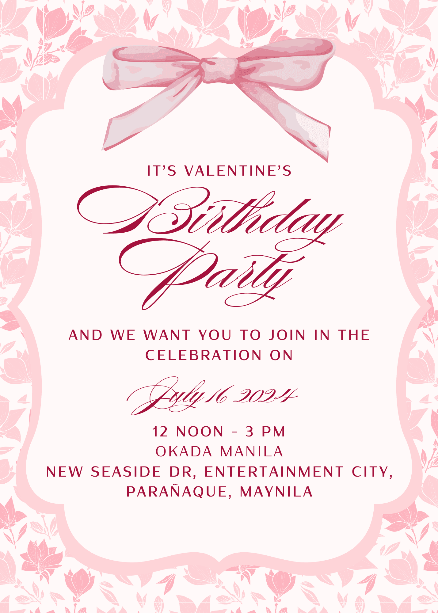 Pink Coquette Birthday Invitation By Love lana studio Raket PH