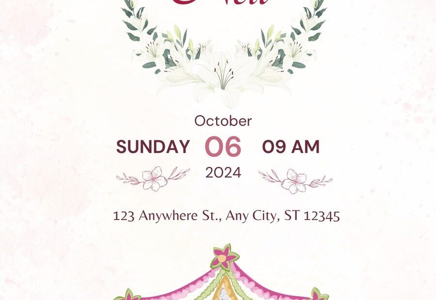 Pink Floral Watercolor Wedding Invitation Mobile Video