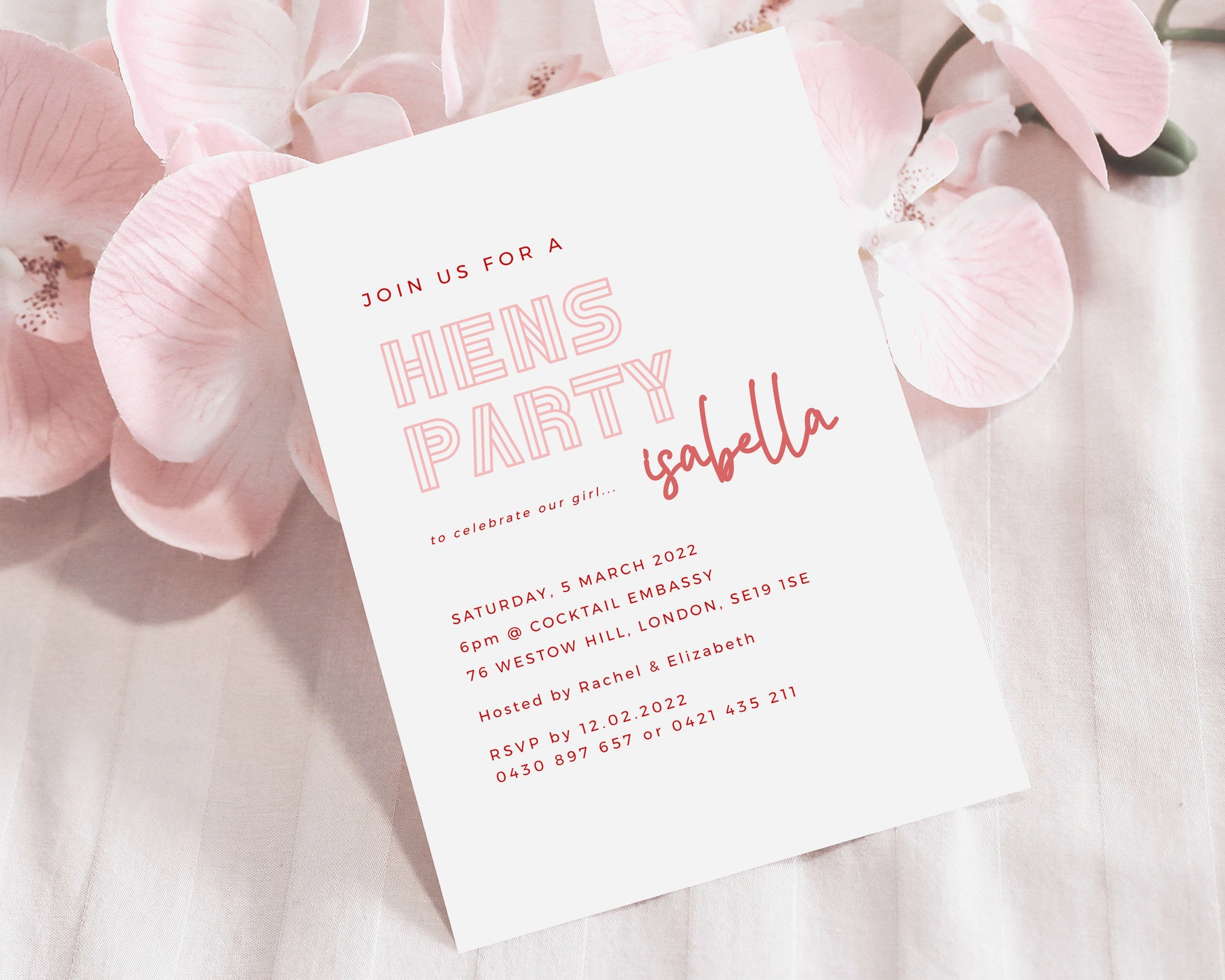 Pink Hens Party Invitation Template Hens Night Invite Hens Do 