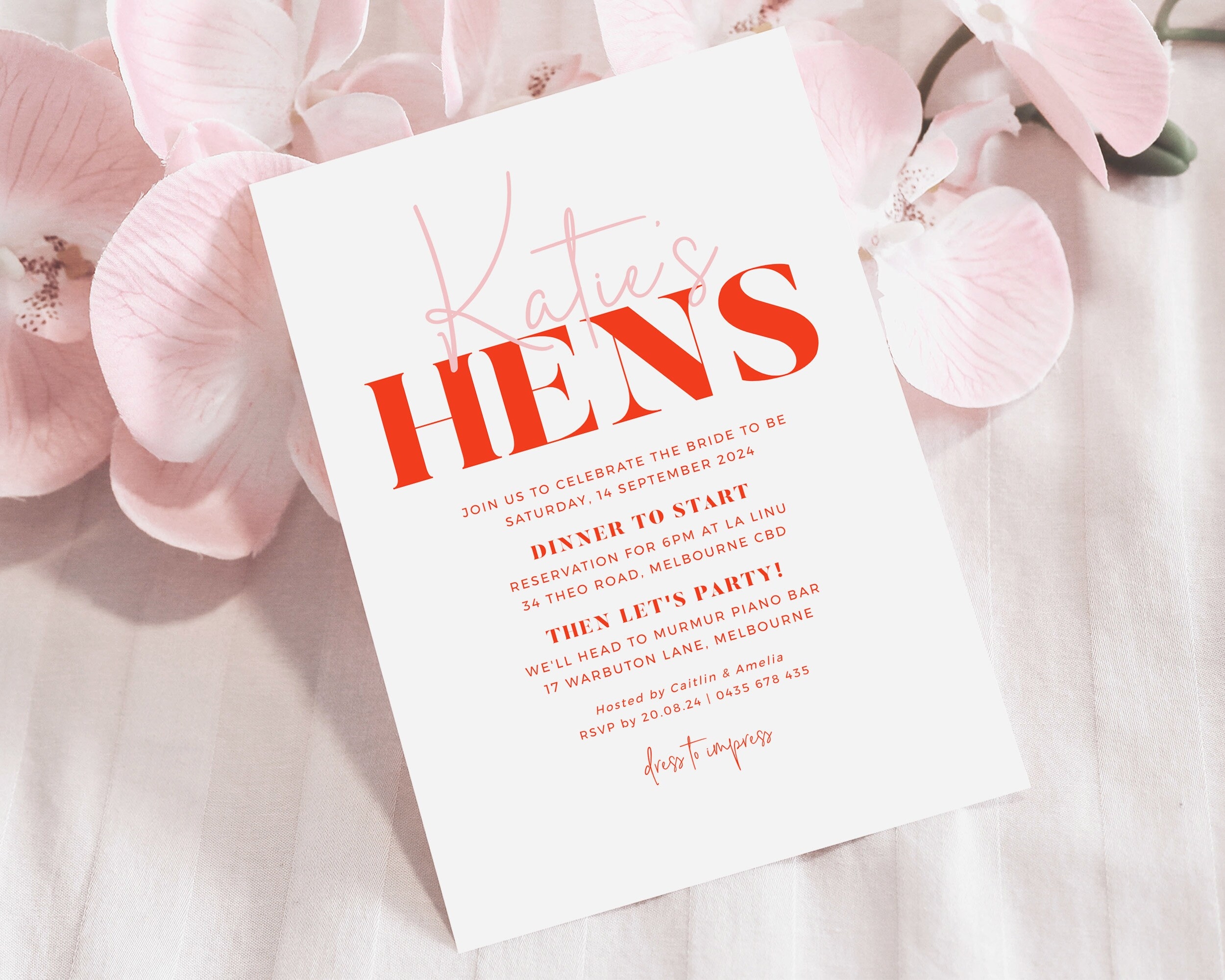 Pink Red Hens Night Invitations Template Printable Hens Party 