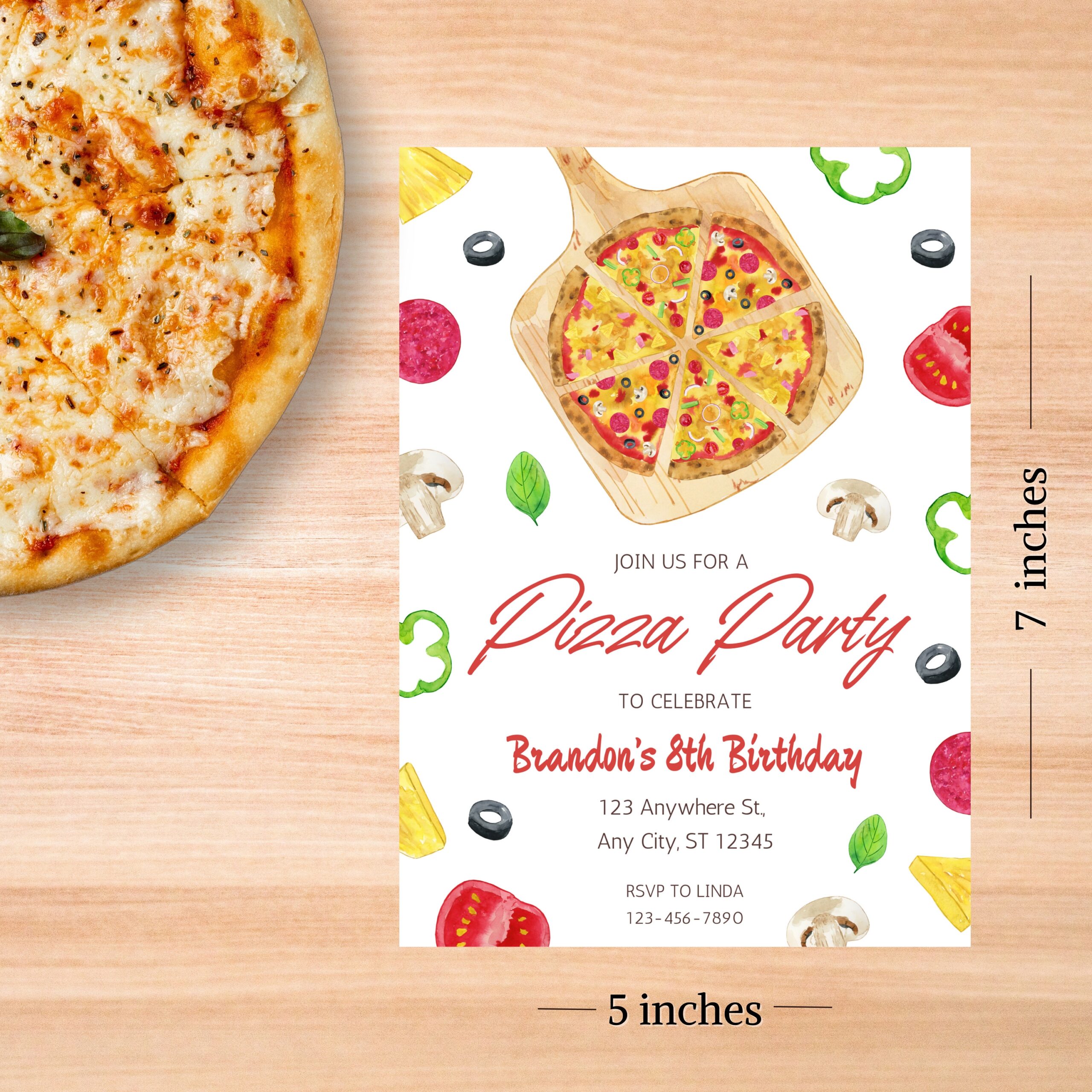 Pizza Party Invitation Editable Printable Kids Pizza Theme 