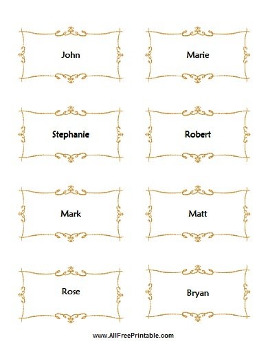 Place Cards For Wedding Free Printable