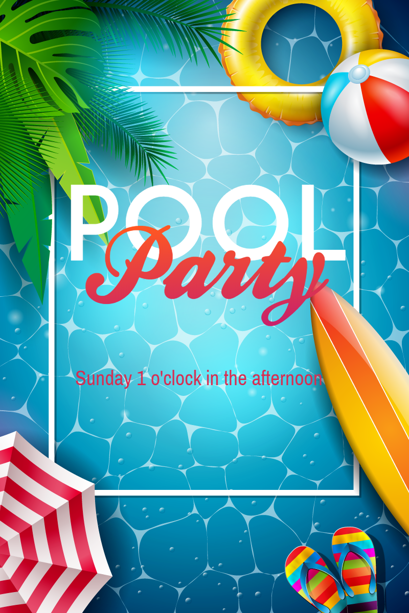 Pool Party Invitation Summer Design Template 2150508