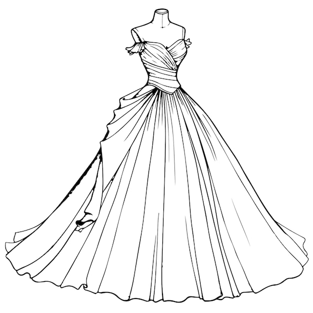 Premium Vector Vector Illustration Of Hand Drawn Wedding Dress 