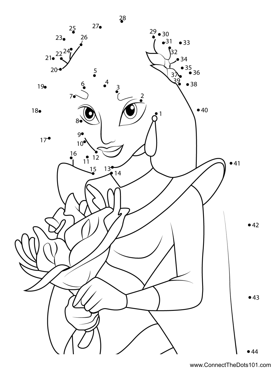 Princess Jasmine In Wedding Gown Dot To Dot Printable Worksheet Connect The Dots