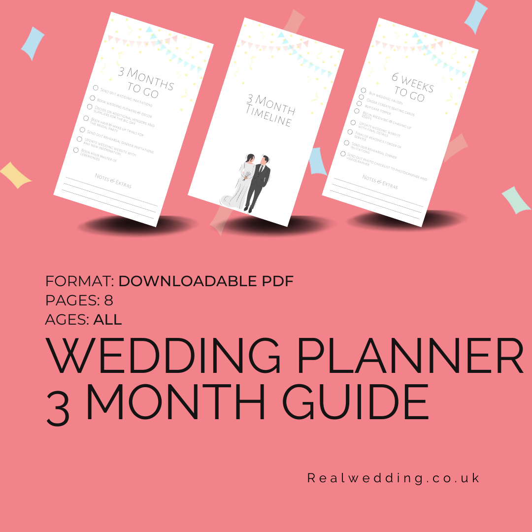 Printable 3 Month Wedding Timeline Planner Real Wedding