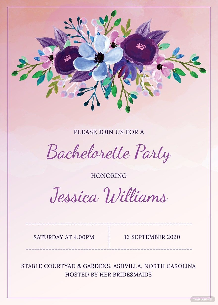 Printable Bachelorette Party Invitation Template In Word PSD Worksheets Library