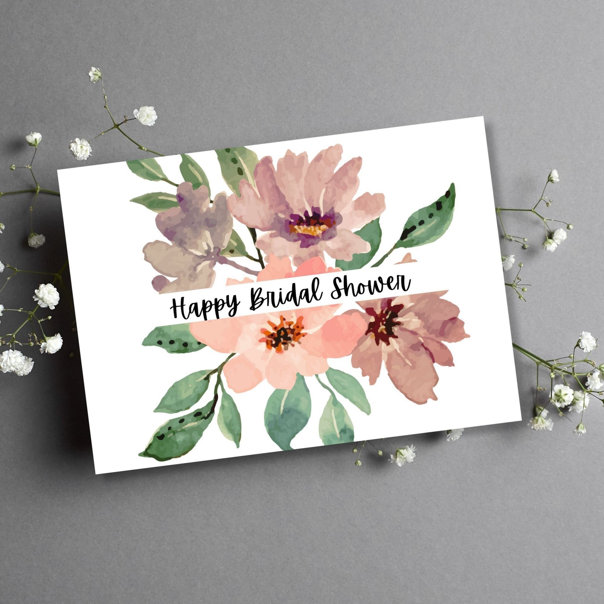 Printable Bridal Shower Card Happy Bridal Shower 5x7 Digital 