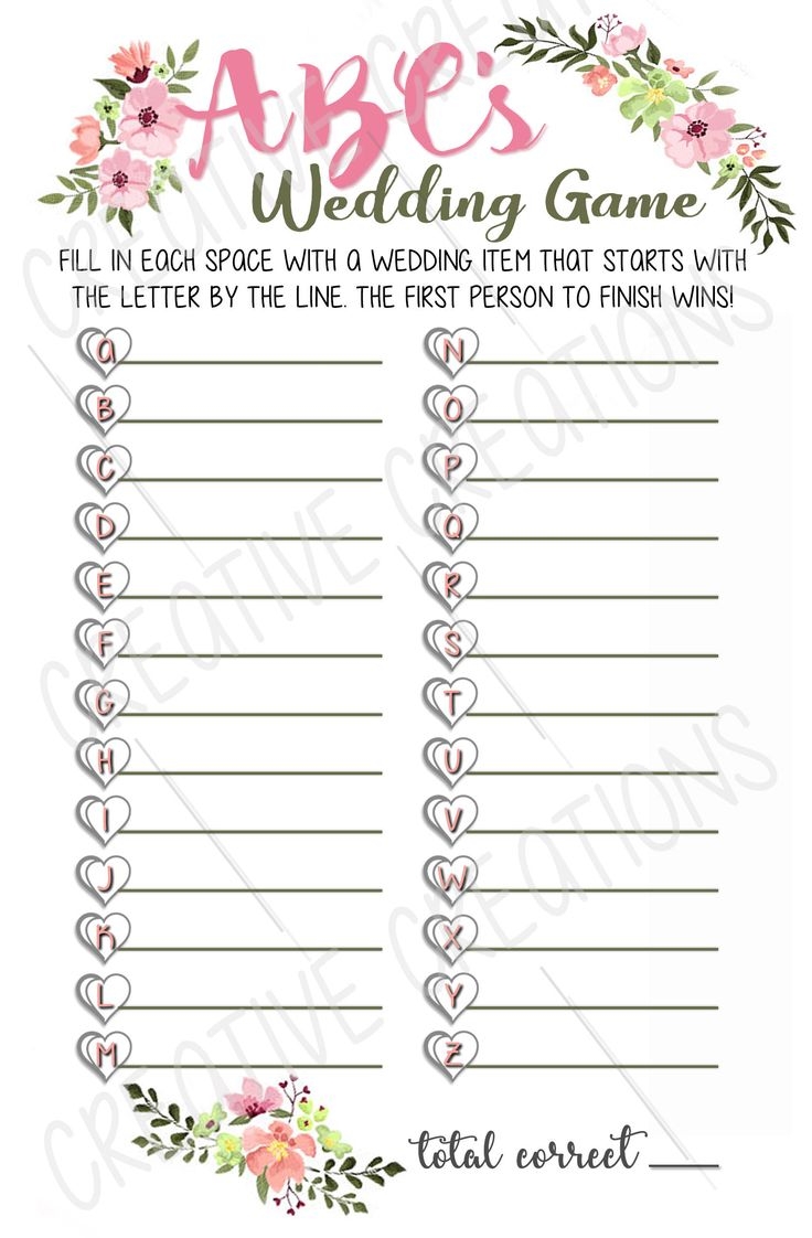 Printable Bridal Shower Games
