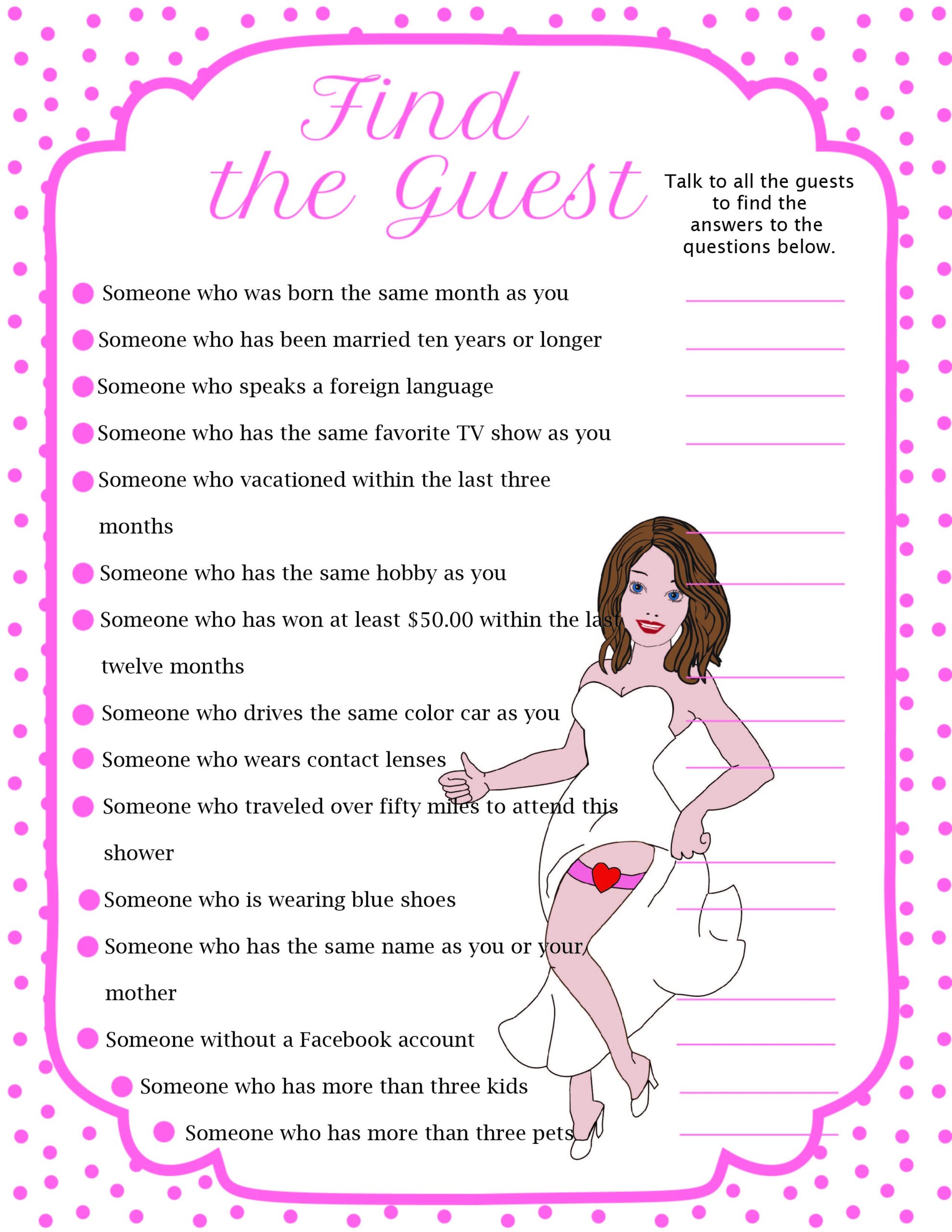 Printable Bridal Shower Games