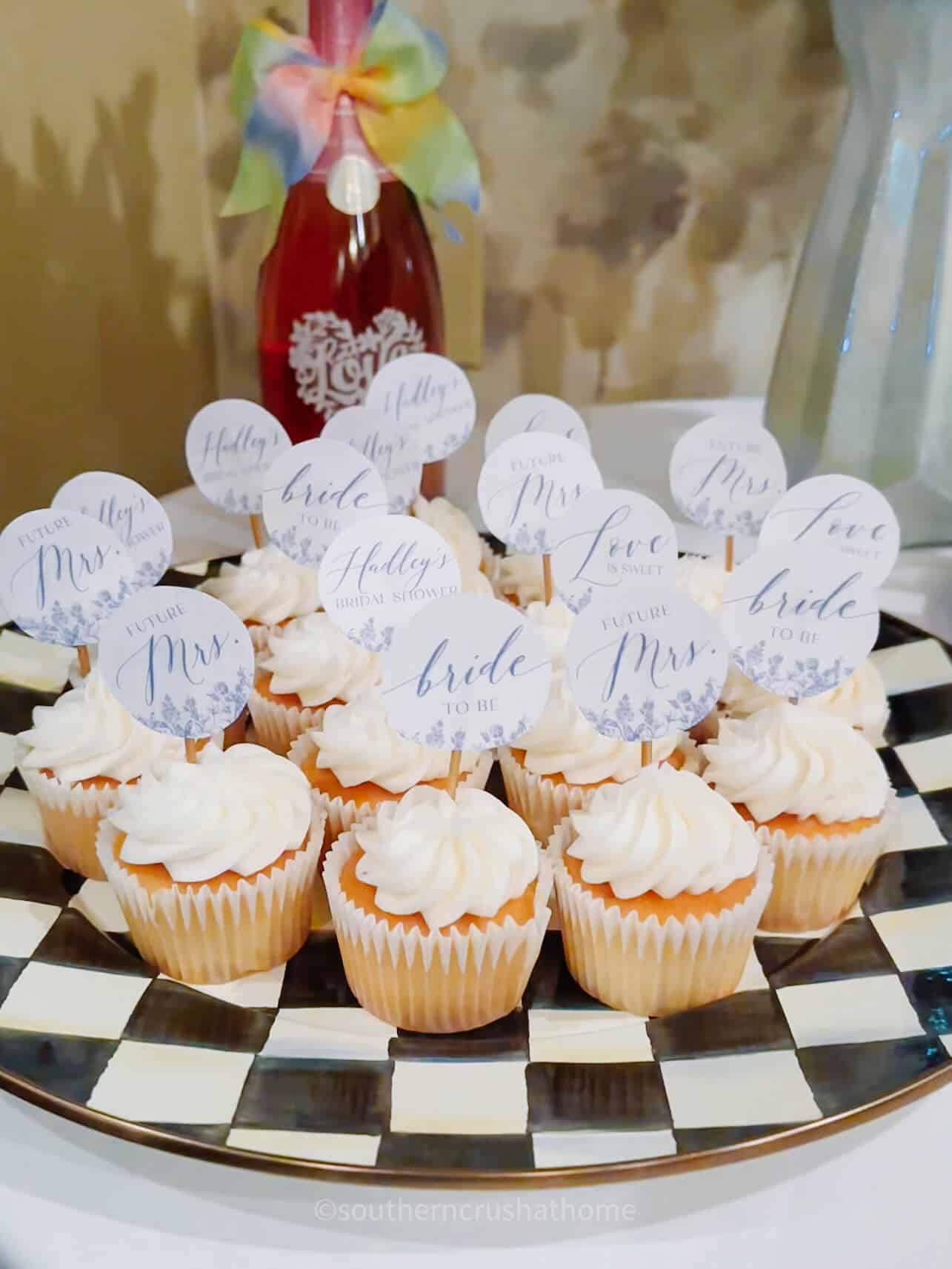 Printable Cupcake Toppers For A Bridal Shower Southern Crush At Home