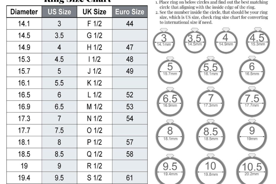 Printable Diamond Ring Sizer Ring Size Finder Ring Size