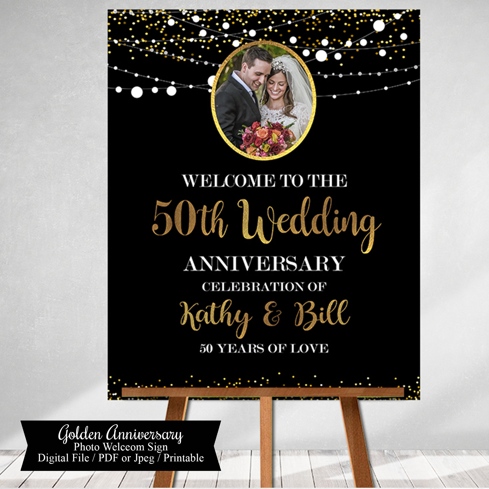 Printable Digital Download 50th Anniversary Sign Welcome Sign 50th Annivesary Decoration Wedding Anniversary Golden Anniversary Etsy