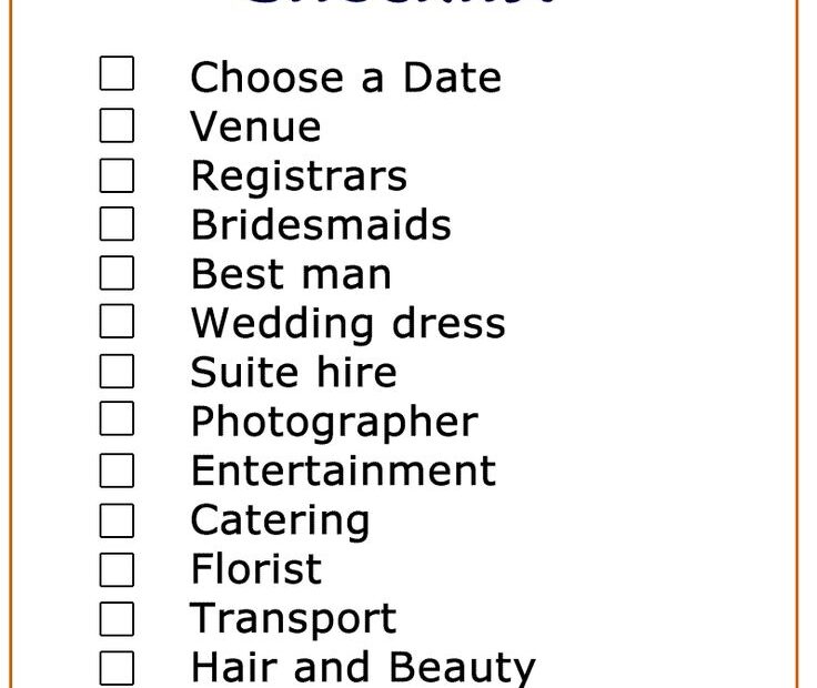 Printable Do It Yourself Simple Wedding Checklist