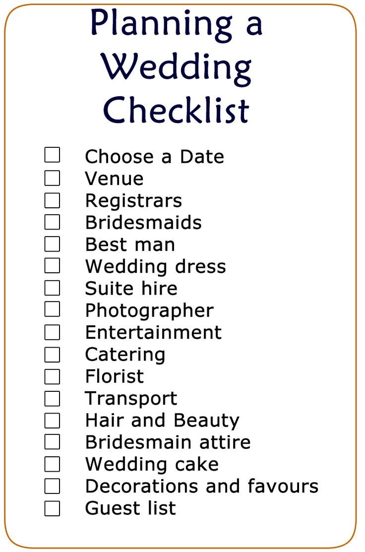 Printable Do It Yourself Simple Wedding Checklist