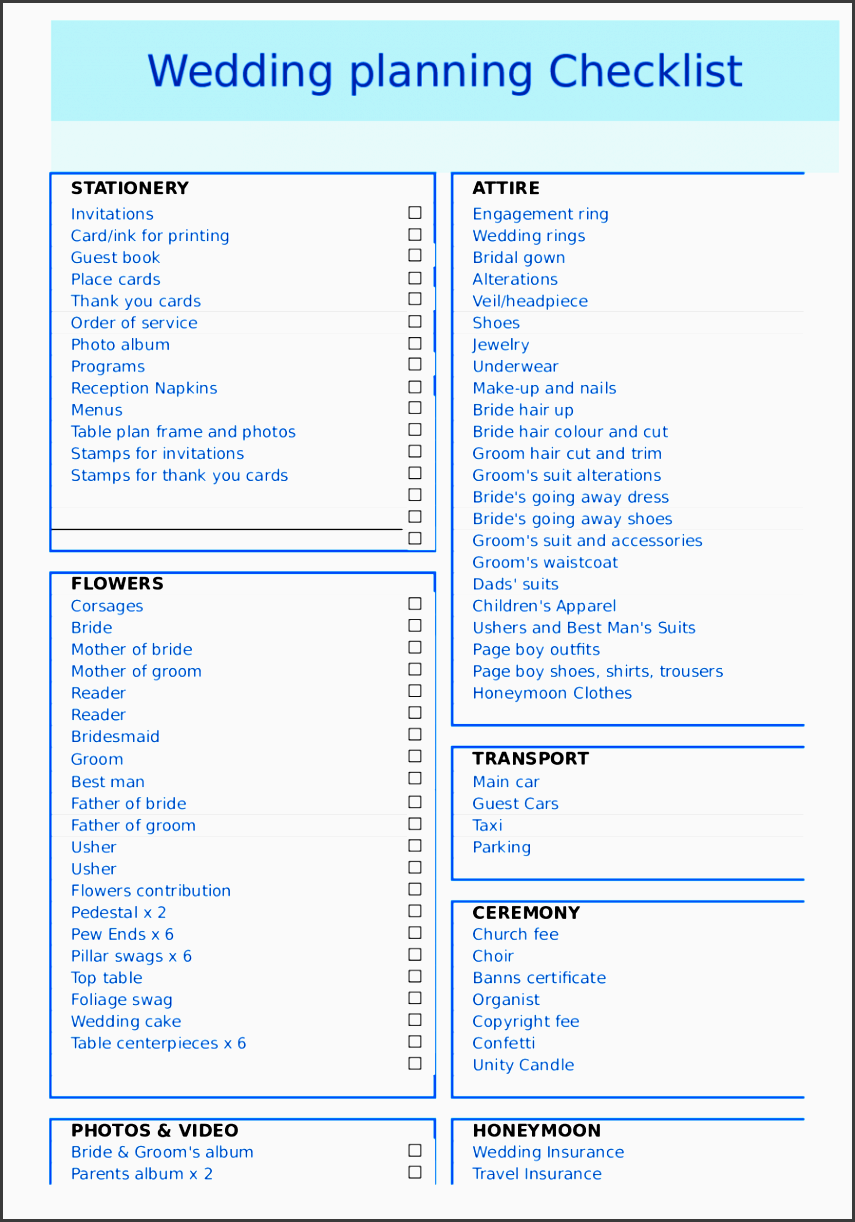 Printable Do It Yourself Simple Wedding Checklist