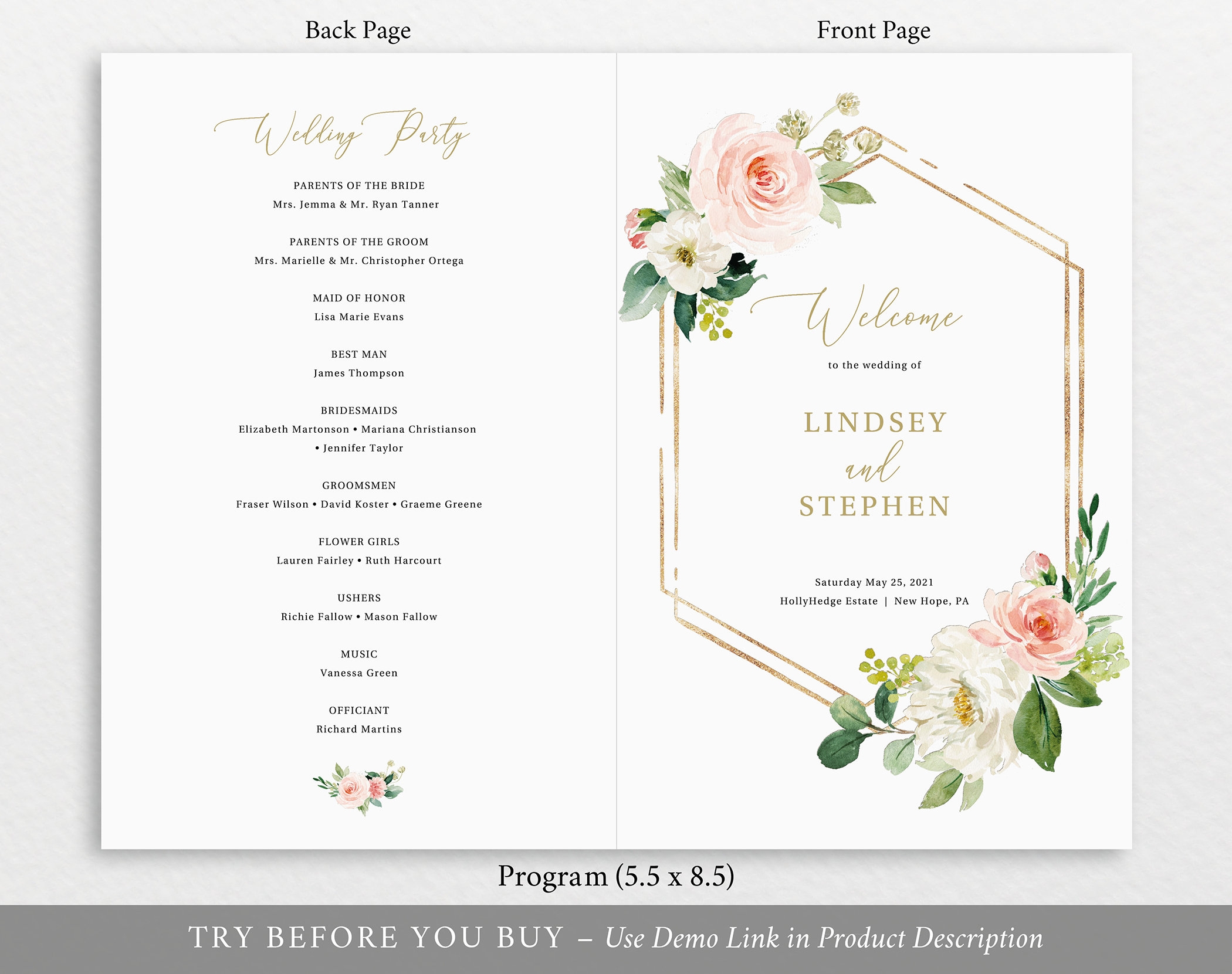 Printable Downloadable Wedding Program Template Printable Templates 