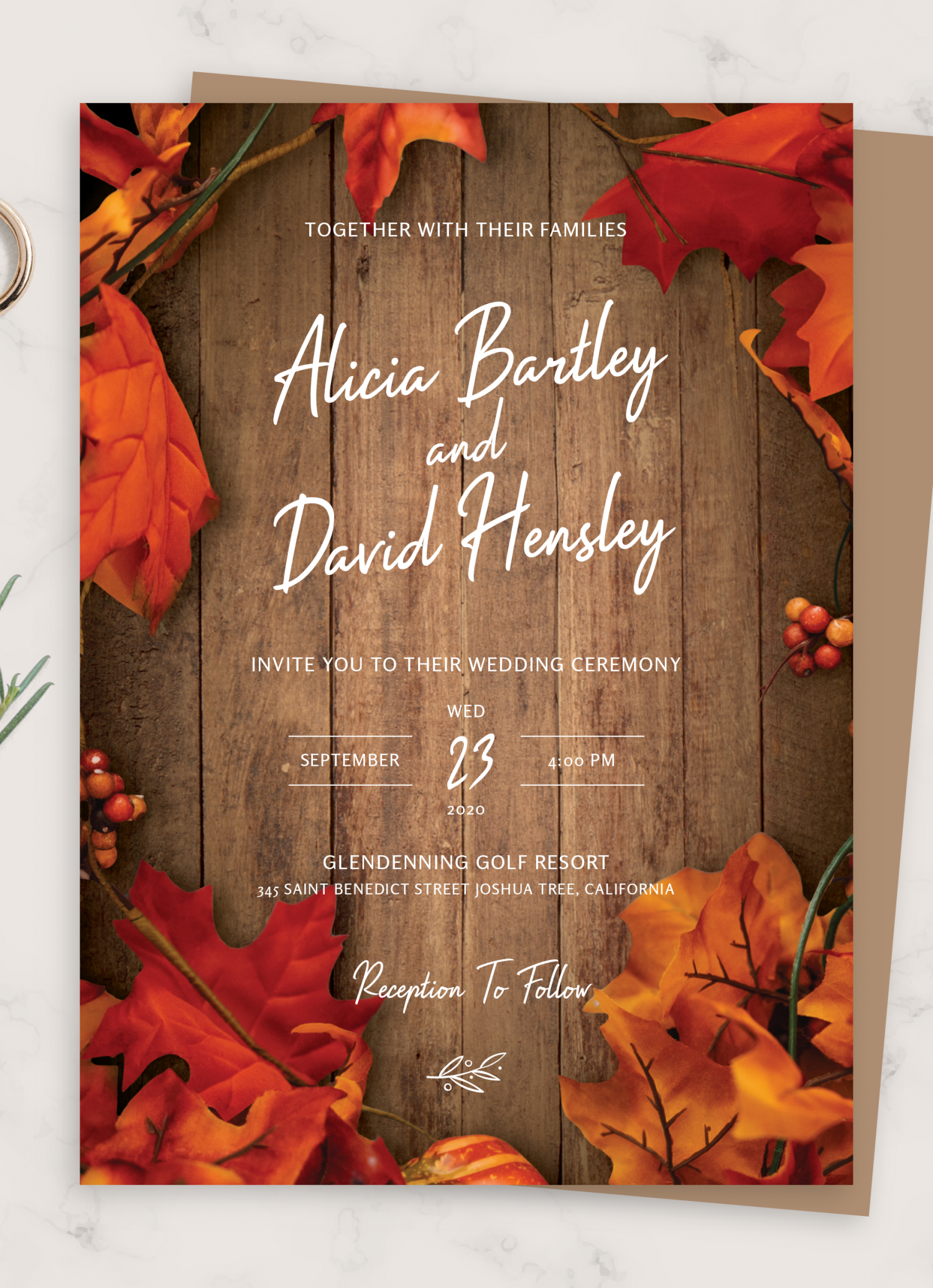 Printable Fall Wedding Invitations